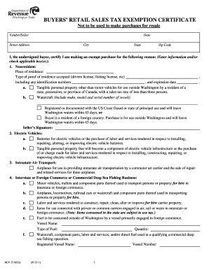 Washington Buyers' Retail Sales Tax Exemption Certificate