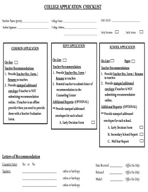 College Application Checklist