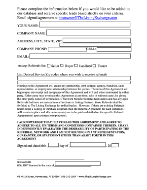 Real Estate Referral Agreement