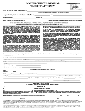 US Customs Power of Attorney
