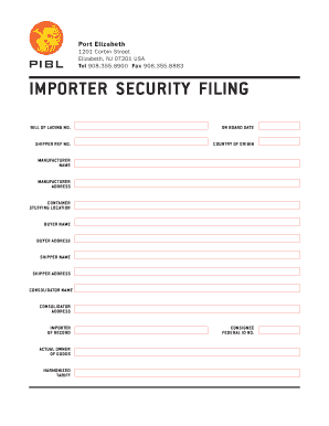 Importer Security Filing Bill of Lading