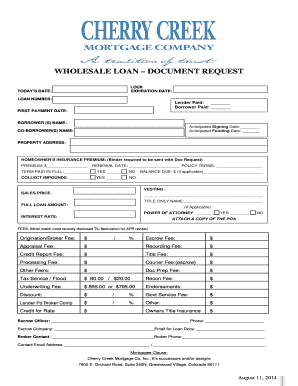 Wholesale Loan Document Request Form