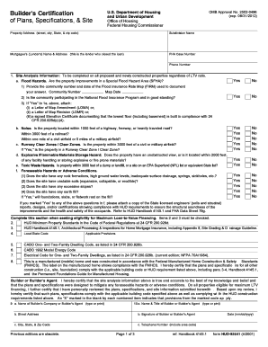 Builder's Certification Form HUD-92541