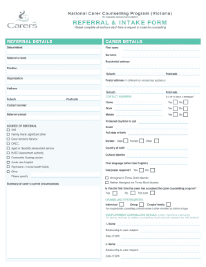National Carer Counselling Program Referral Form