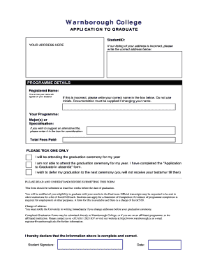 Warnborough College Application to Graduate