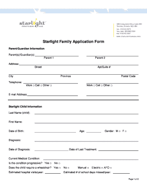 Starlight Family Application Form