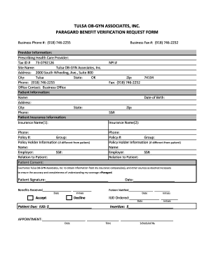 Paragard Benefit Verification Request Form