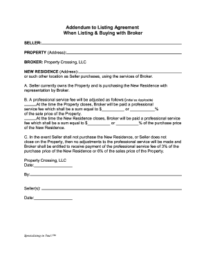 Addendum to Listing Agreement