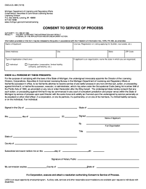 Michigan Consent to Service of Process