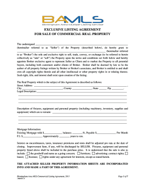 Exclusive Listing Agreement for Commercial Real Property