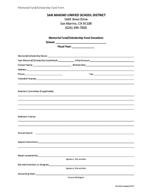 Memorial FundScholarship Fund Form