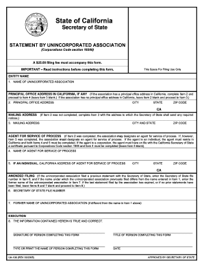 California Statement by Unincorporated Association