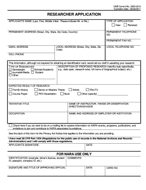 Researcher Application Form