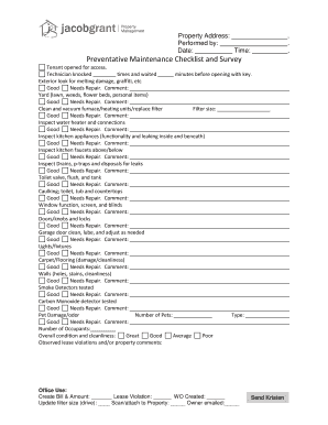 Preventative Maintenance Checklist and Survey
