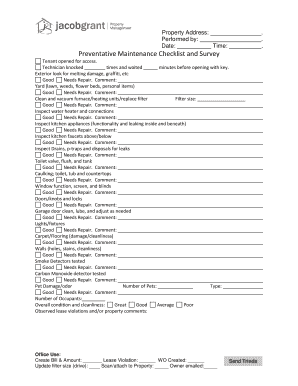 Preventative Maintenance Checklist and Survey