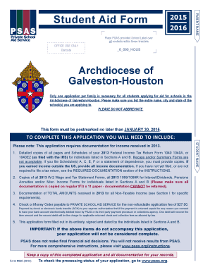 Student Aid Form 2015