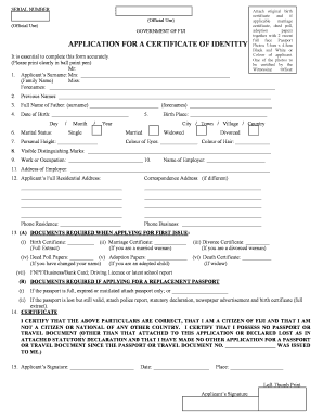 Fiji Certificate of Identity Application