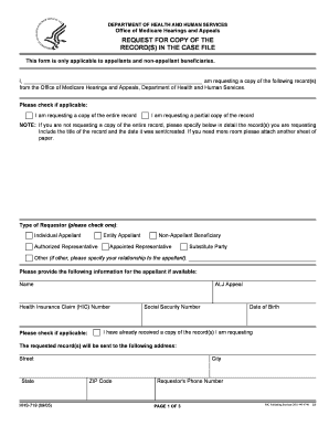 Request for Copy of Medicare Case Records