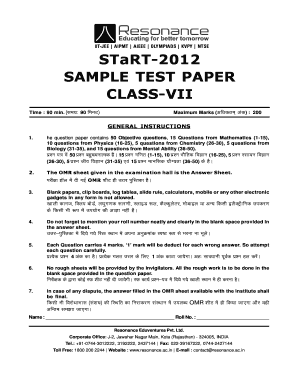 Class VII Sample Test Paper
