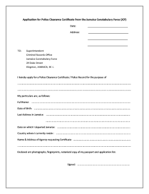 Police Clearance Certificate Application