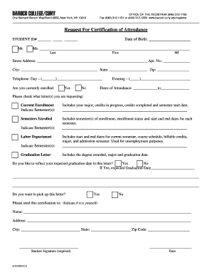 Request for Certification of Attendance