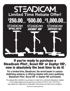 Steadicam Mail-in Rebate Form