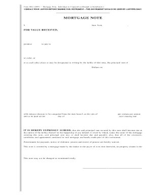 New York Mortgage Note Form 8011