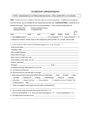 Nutrition Appointment Form