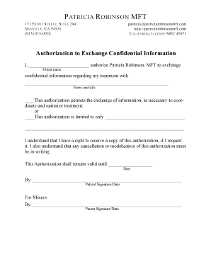 Authorization to Exchange Confidential Information