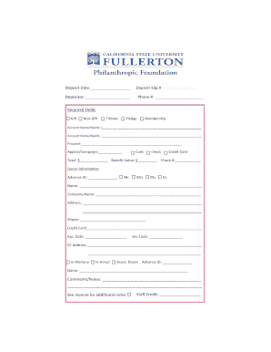 Donation Deposit Slip