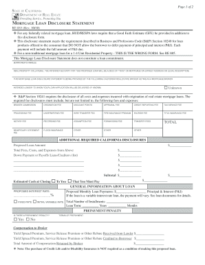 California Mortgage Loan Disclosure Statement