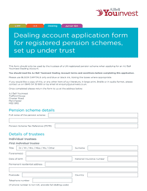 UK Pension Scheme Dealing Account Application