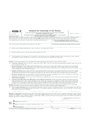 Form 4506-T Request for Transcript of Tax Return