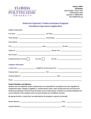 Deferred Corporate Tuition Assistance Program Enrollment Agreement Application