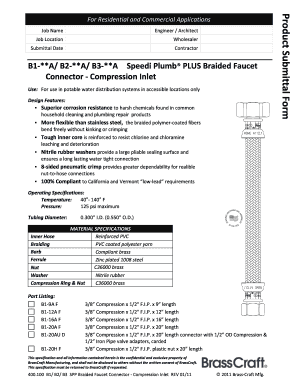 Product Submittal Form for Speedi Plumb Braided Faucet Connector