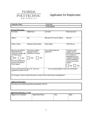 Florida Polytechnic University Employment Application