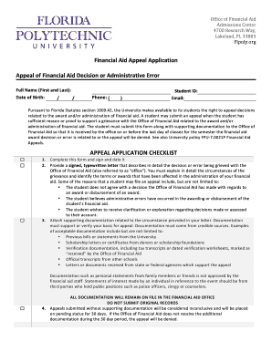 Financial Aid Appeal Application