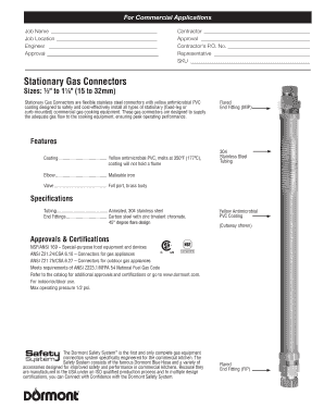 Commercial Gas Connector Order Form