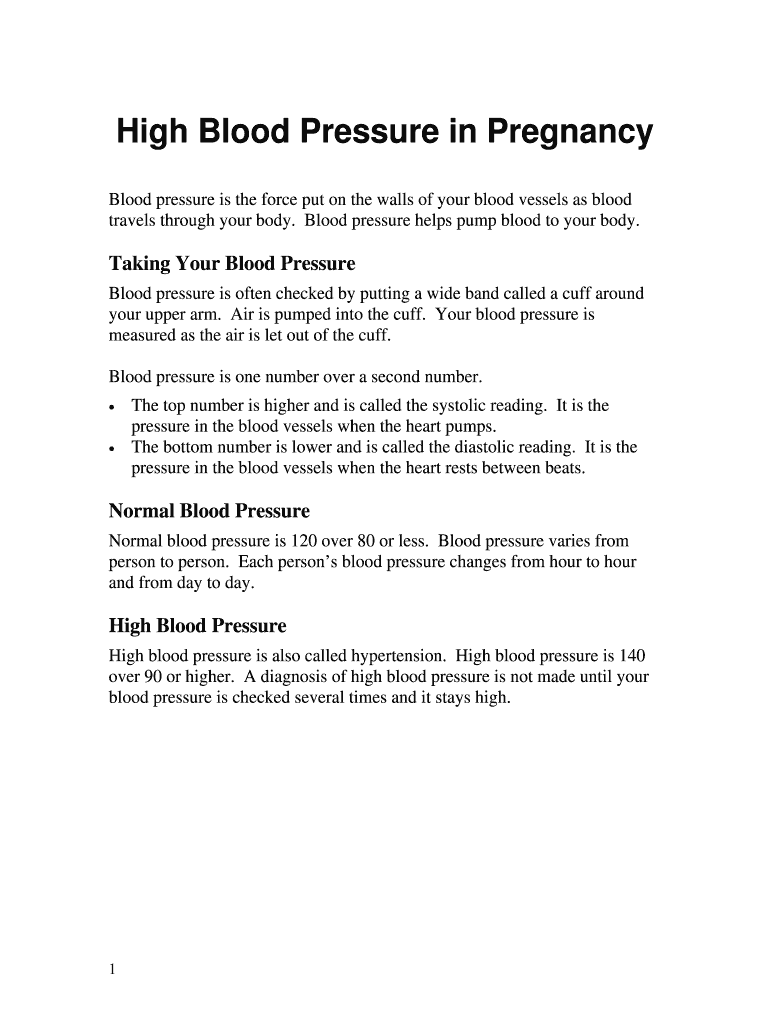 Fillable Online Blood pressure helps pump blood to your body Fax Email