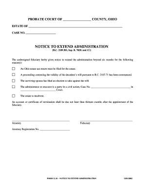 Notice to Extend Administration