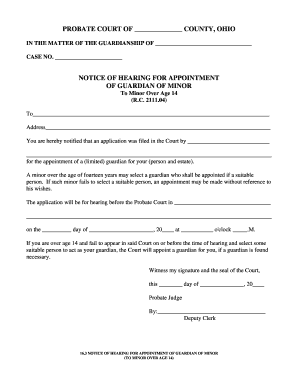Notice of Hearing for Appointment of Guardian of Minor