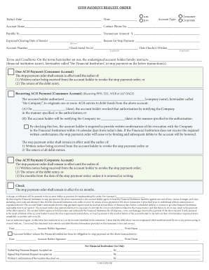 Stop Payment Request Order