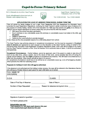 Application for Leave of Absence from School