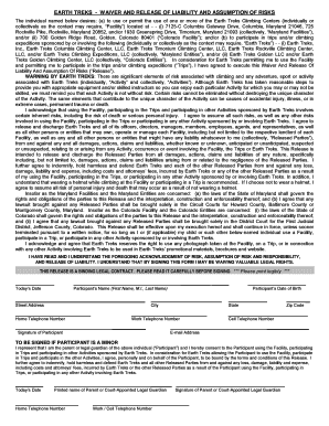 Earth Treks Waiver and Release of Liability