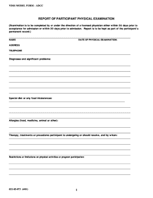 VDSS Participant Physical Examination Report