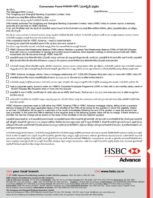 HSBC Advance Account Conversion Form