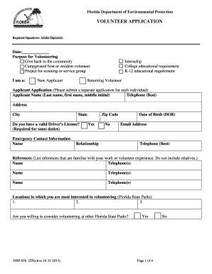 Florida Volunteer Application Form