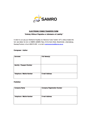 samro banking details update