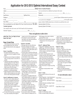 2012-2013 Optimist International Essay Contest Application