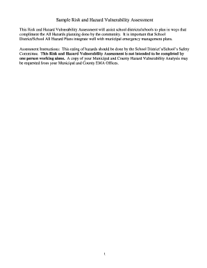 School District Hazard Vulnerability Assessment Form